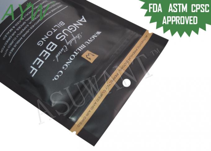 Mylar Black Beef  Biltong Stand Up Zipper Bags With Against Air Protection