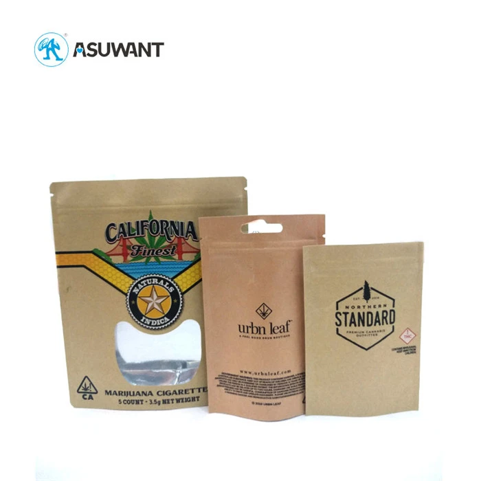 Genti cu ziplock Kraft maroniu cu fereastră de ochi, Kraft Stand Up Homar