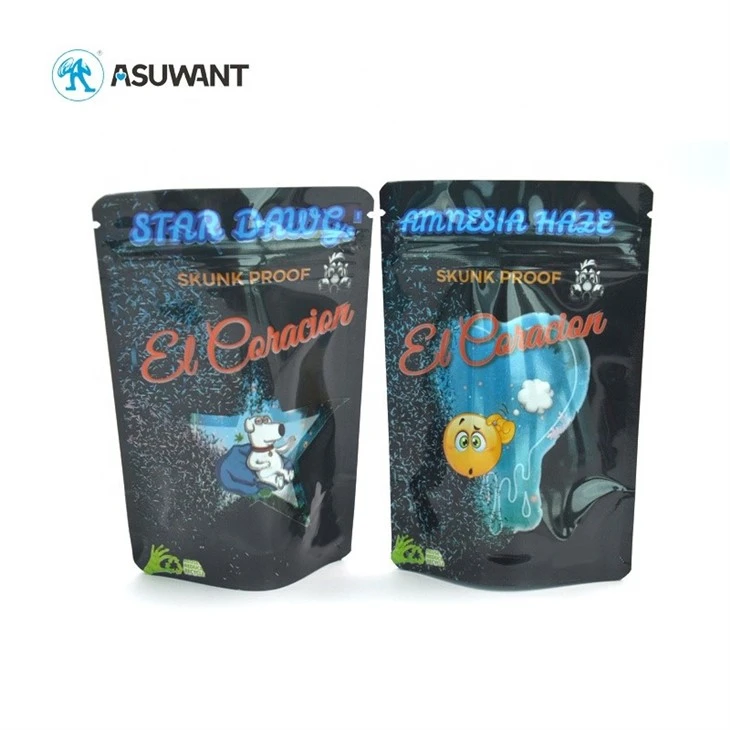 Smoking Custom Tobacco Cigar Plastic Bag Packaging Custom Print Plastic Zip Lock Bag Black Rolling