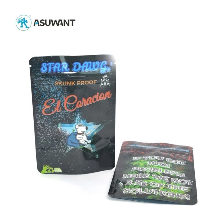 Smoking Custom Tobacco Cigar Plastic Bag Packaging Custom Print Plastic Zip Lock Bag Black Rolling