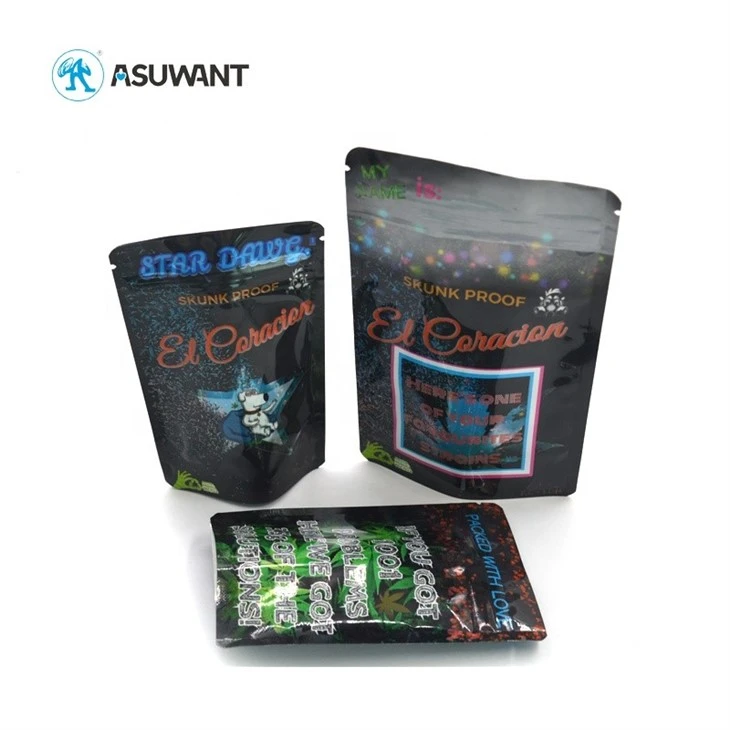 Smoking Custom Tobacco Cigar Plastic Bag Packaging Custom Print Plastic Zip Lock Bag Black Rolling