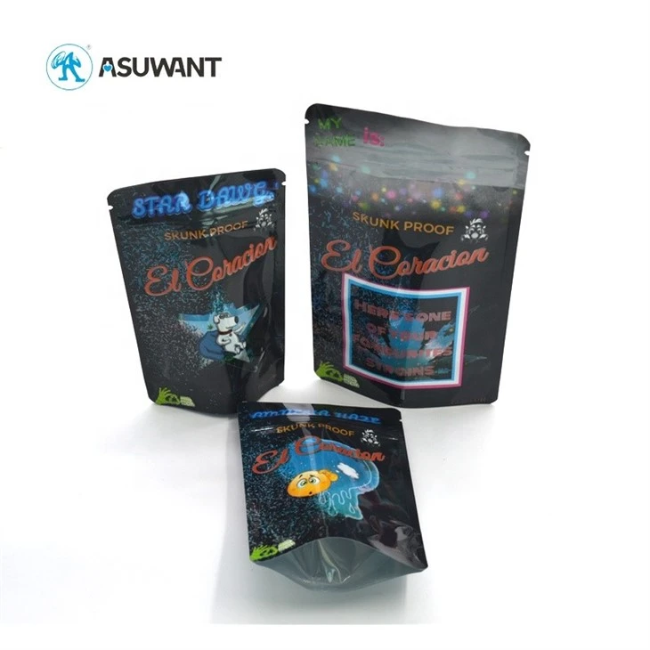 Smoking Custom Tobacco Cigar Plastic Bag Packaging Custom Print Plastic Zip Lock Bag Black Rolling